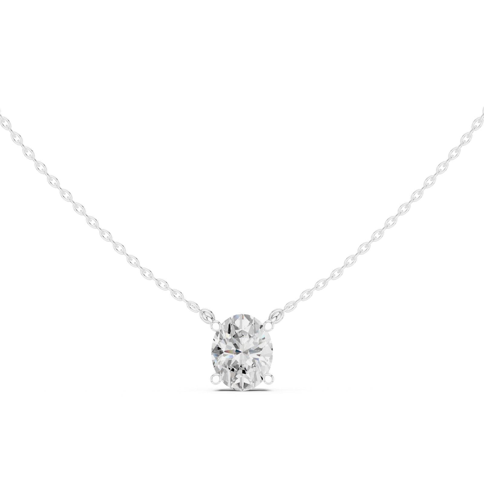 Gold Jewelry DDPO-001, Oval center stone, White Gold, view 4