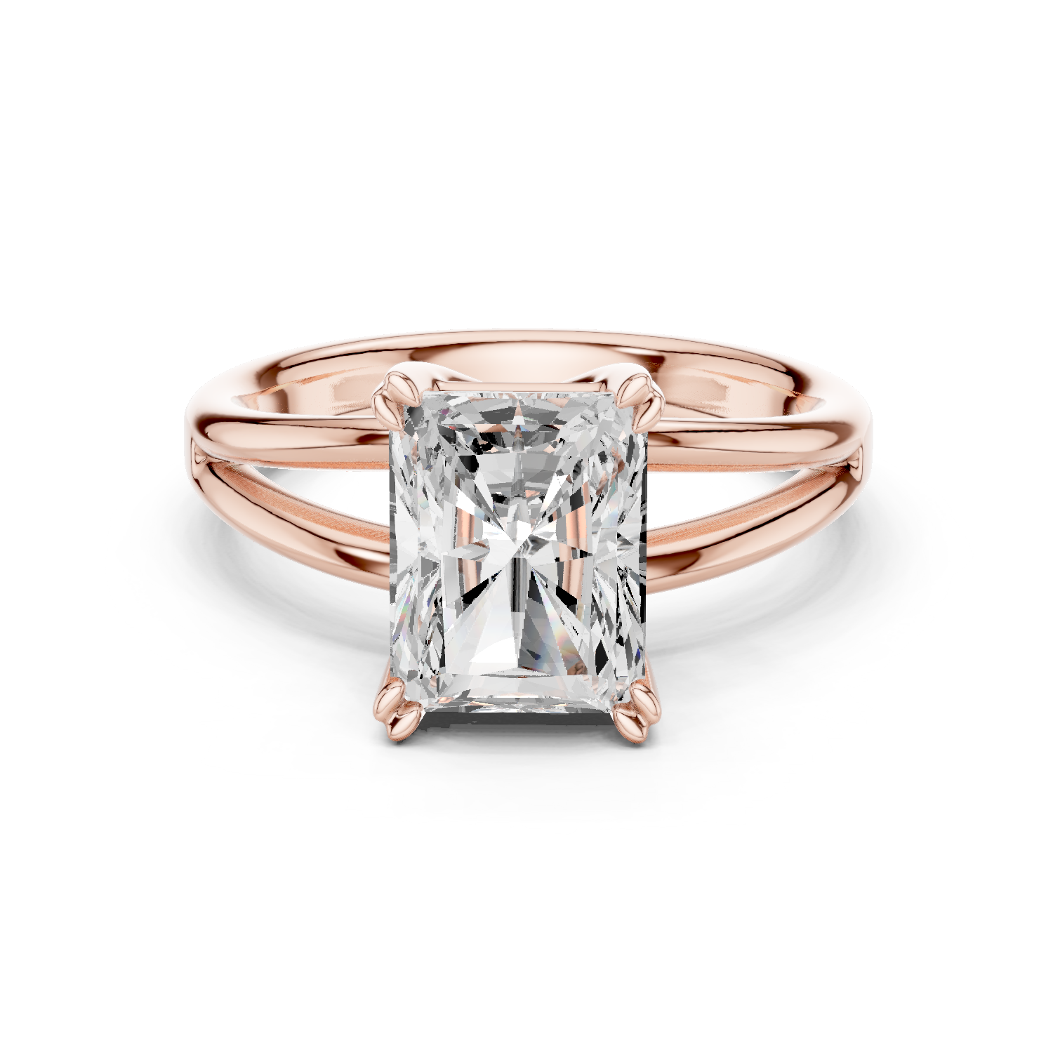 Gold Jewelry L36-7, Radiant center stone, Rose Gold
