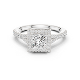 Gold Ring DDLR-043, Princess center stone, White Gold