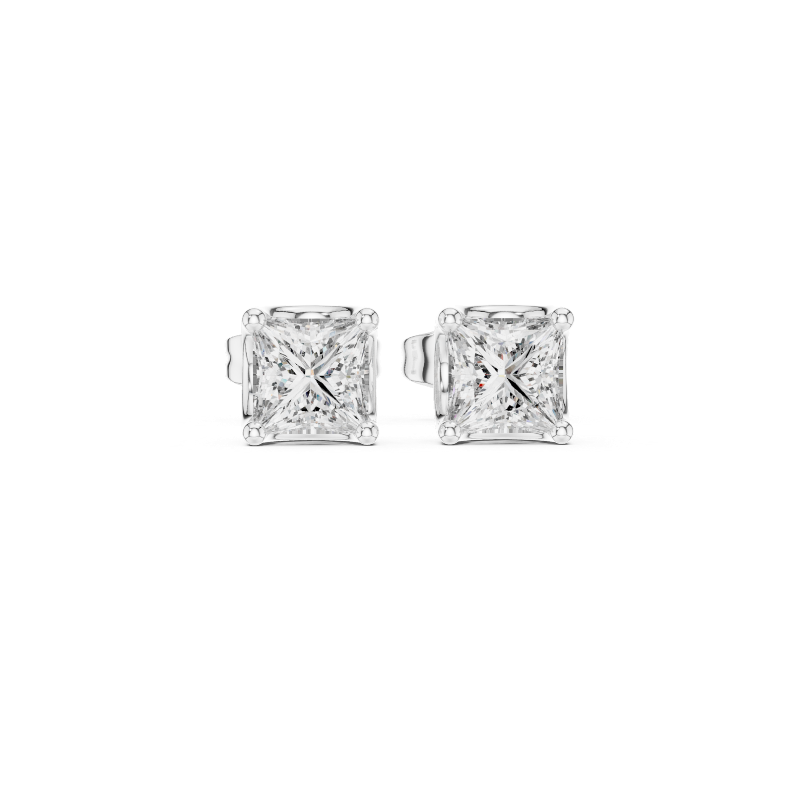 Gold Earrings AER-107, White Gold, view 4