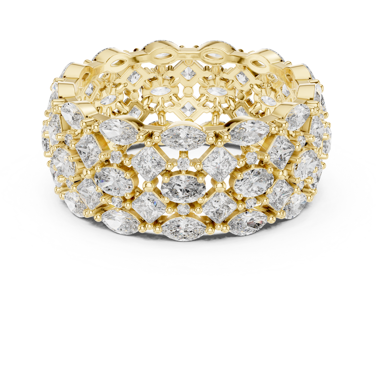 14K Solid Gold Lab Diamond Eternity Ring, Yellow Gold