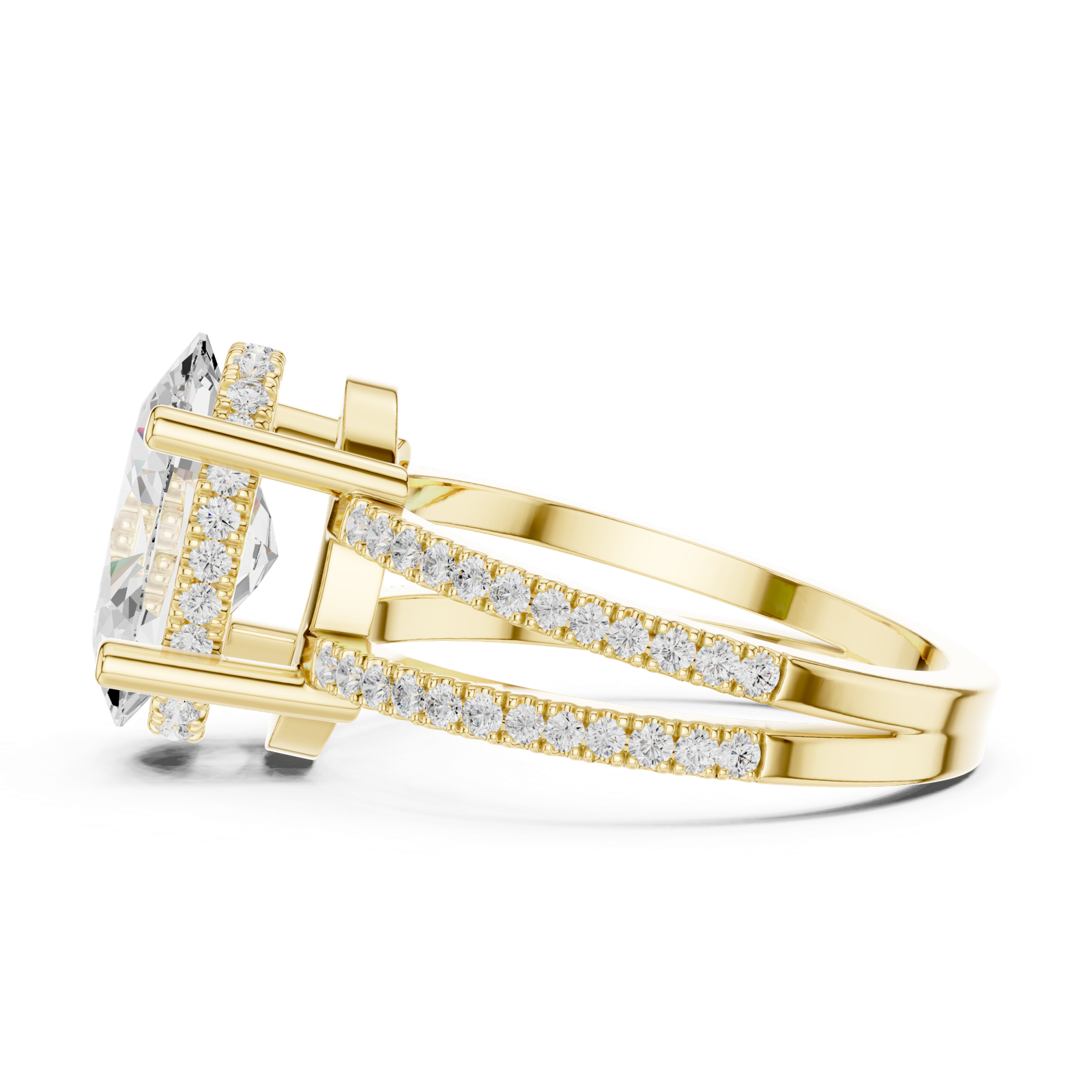 Gold Jewelry L36-13, Oval center stone, Yellow Gold, view 3