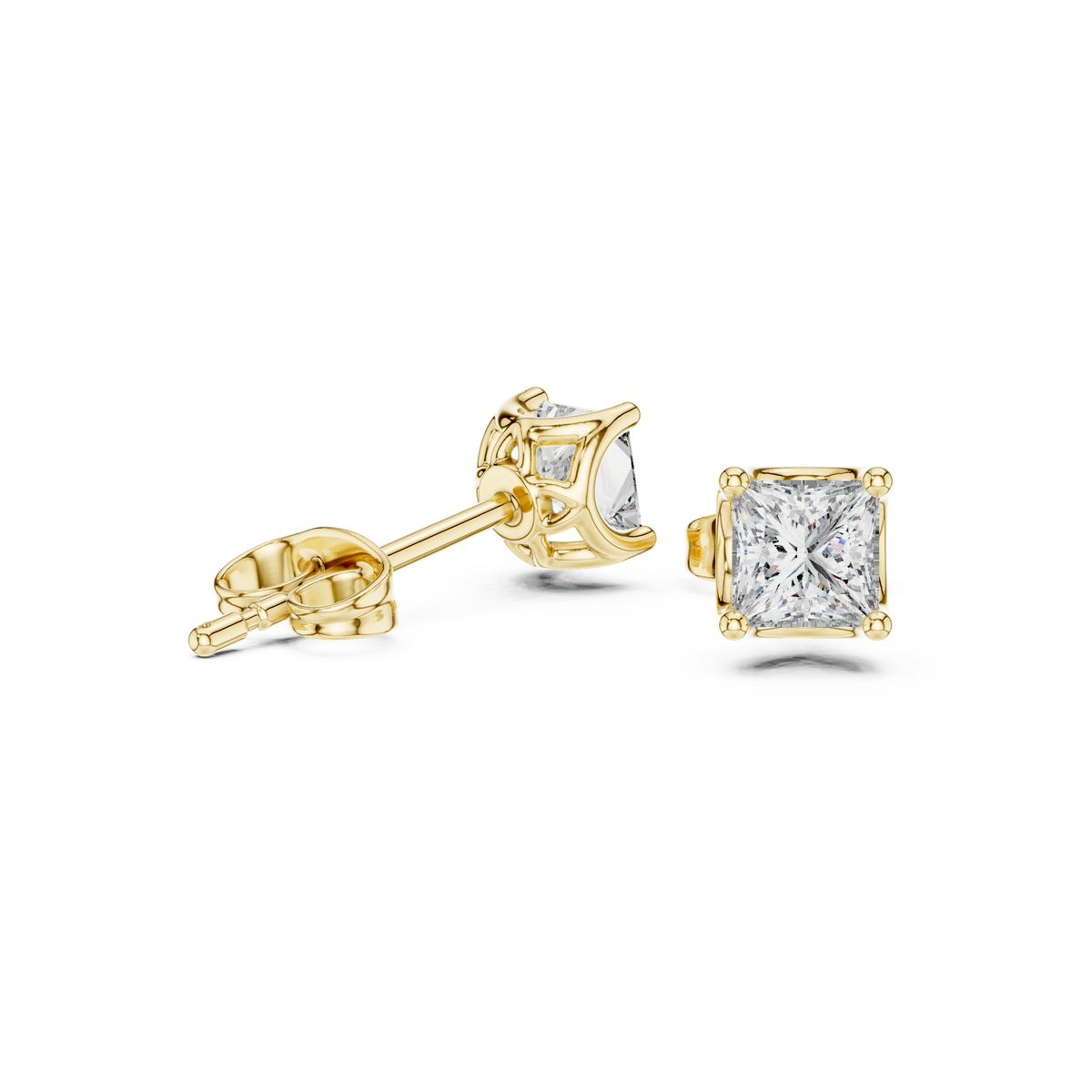 14K Solid Gold Lab Diamond Stud Earrings, Yellow Gold, view 1