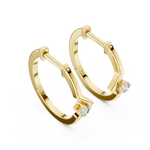14K Solid Gold Lab Diamond Huggie Earrings, Yellow Gold, view 2