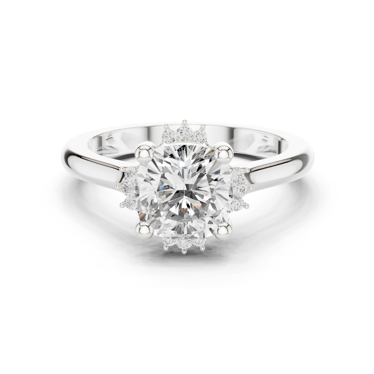Gold Jewelry, Cushion center stone, White Gold