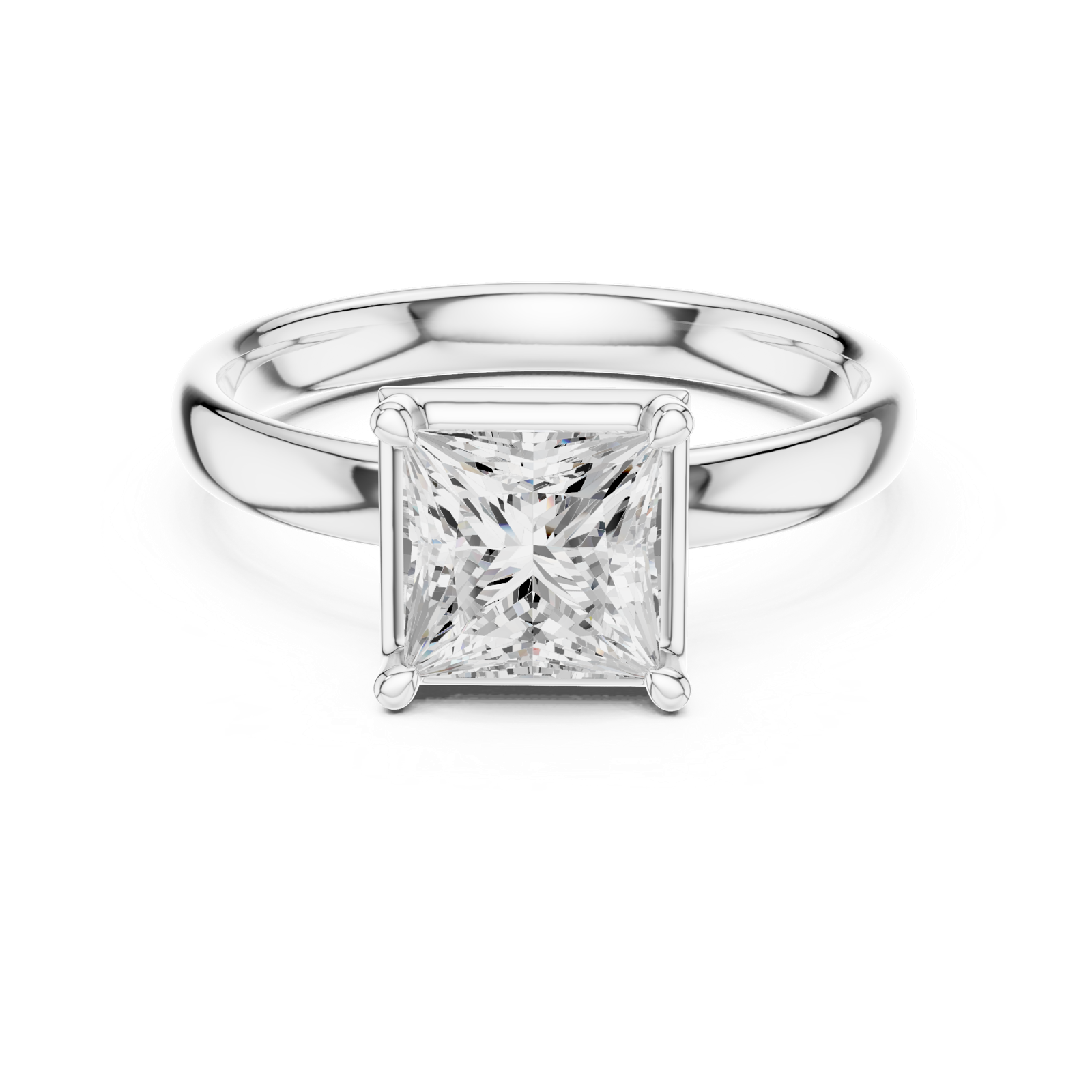Gold Jewelry L36-10, Princess center stone, White Gold, view 4