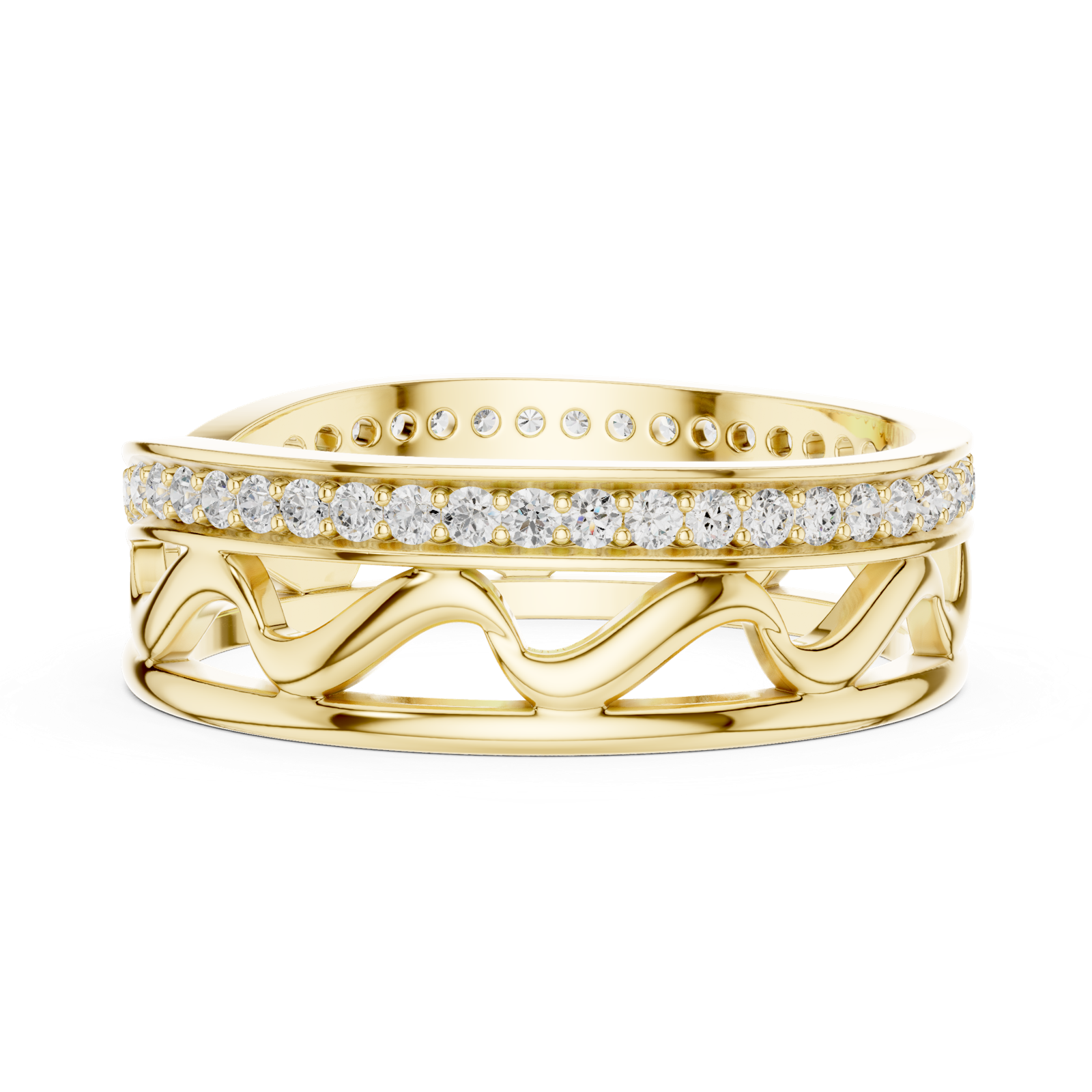 Gold Ring R25, Yellow Gold, view 3