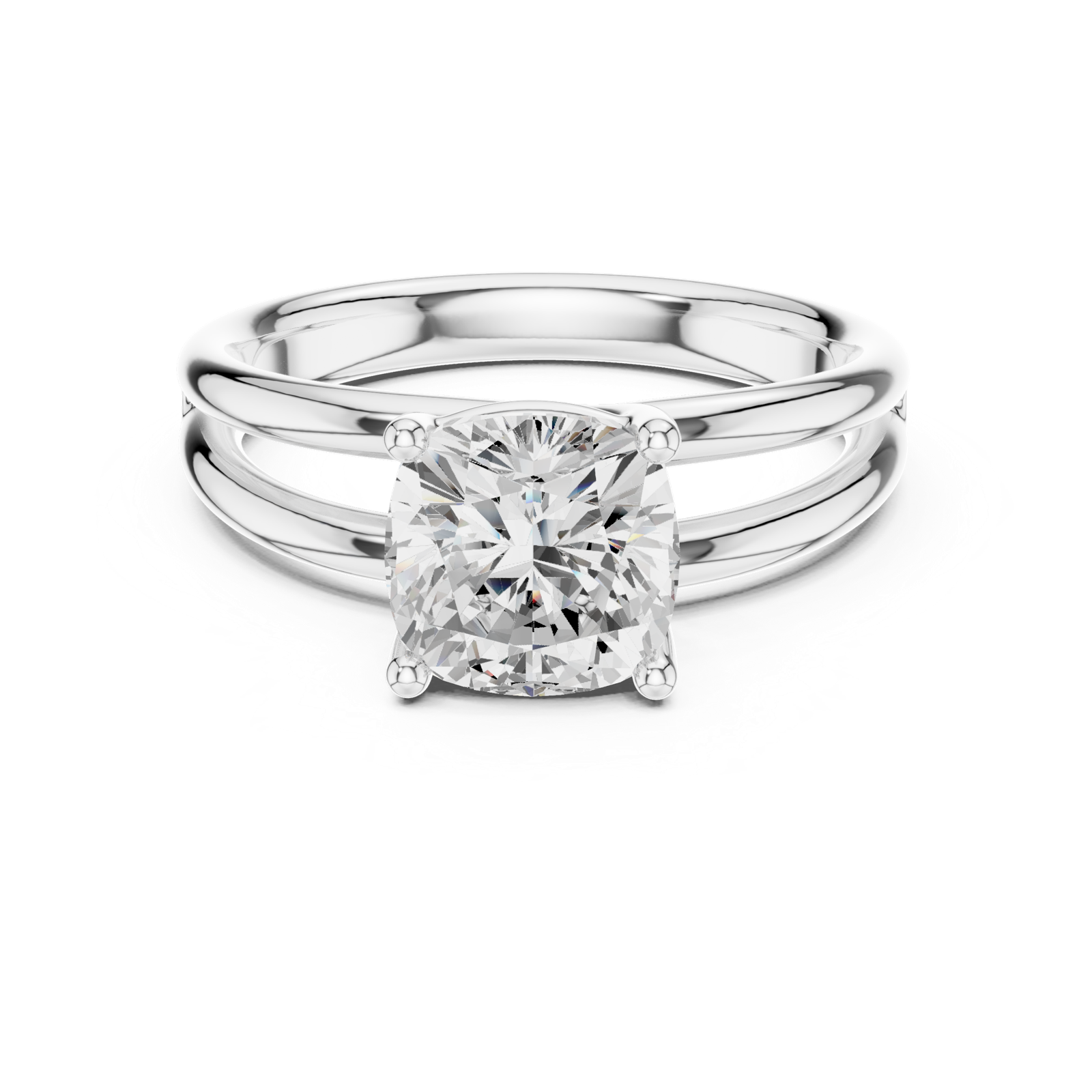 Gold Jewelry L36-9, Cushion center stone, White Gold, view 4