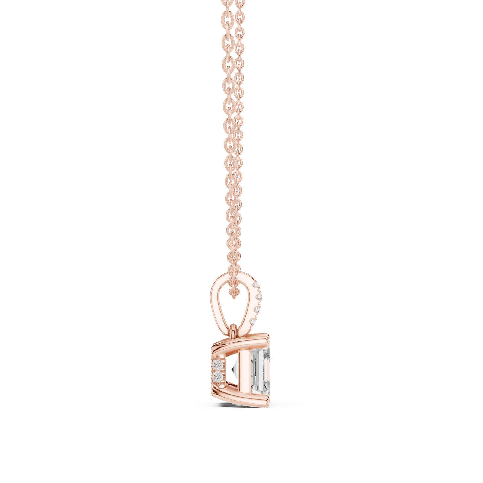 Gold Jewelry, Asscher center stone, Rose Gold, view 3
