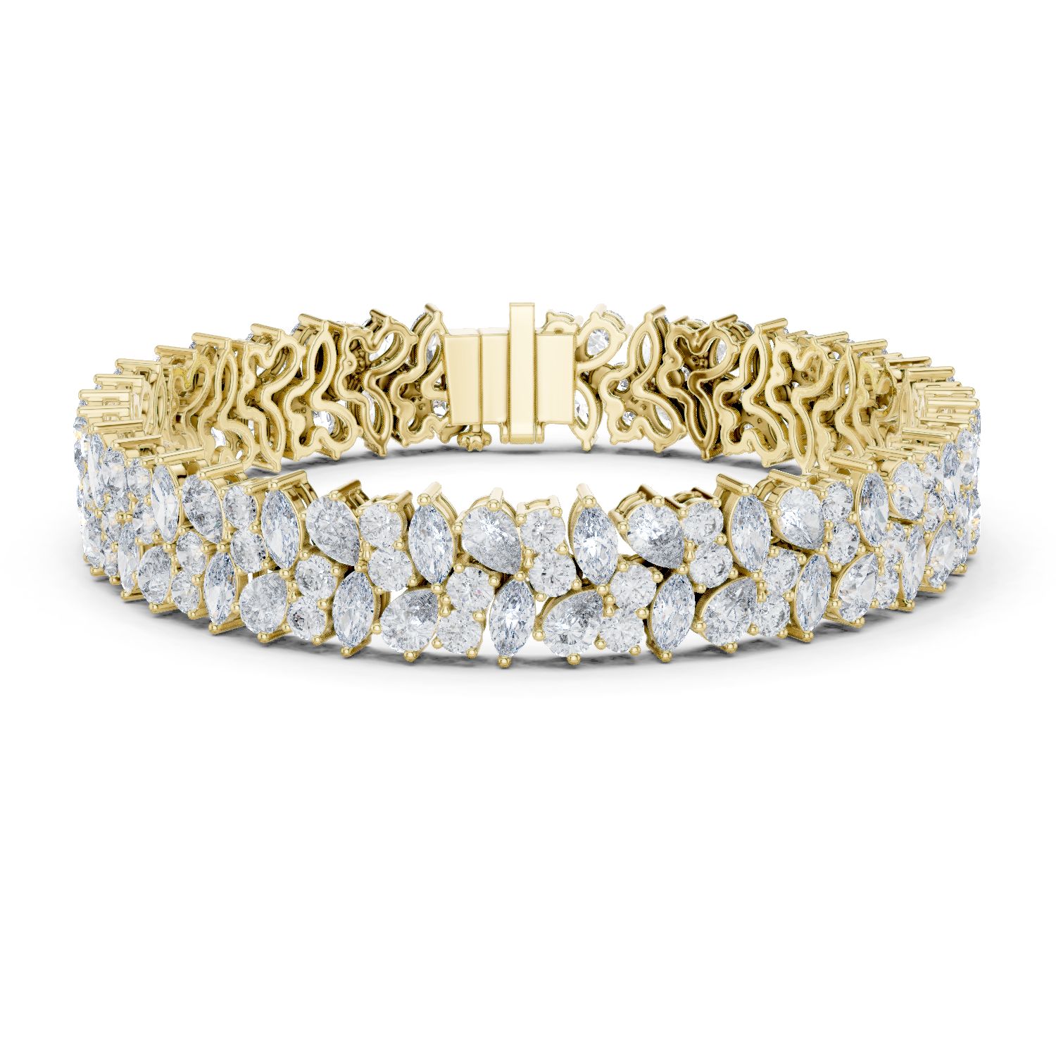 14K Solid Gold Lab Diamond Bracelet, Yellow Gold