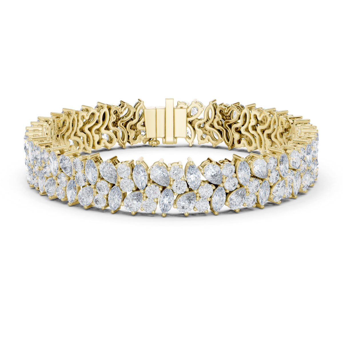 14K Solid Gold Lab Diamond Bracelet, Yellow Gold