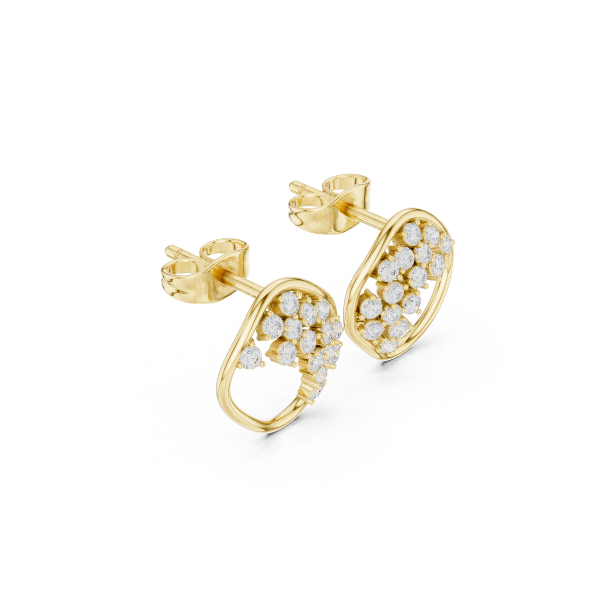 Gold Earrings SBER(45), Yellow Gold, view 1