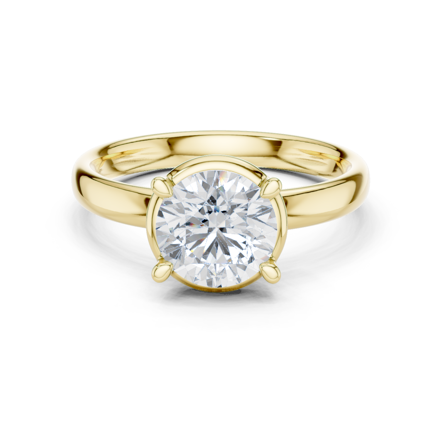 Gold Jewelry L36-10, Round center stone, Yellow Gold