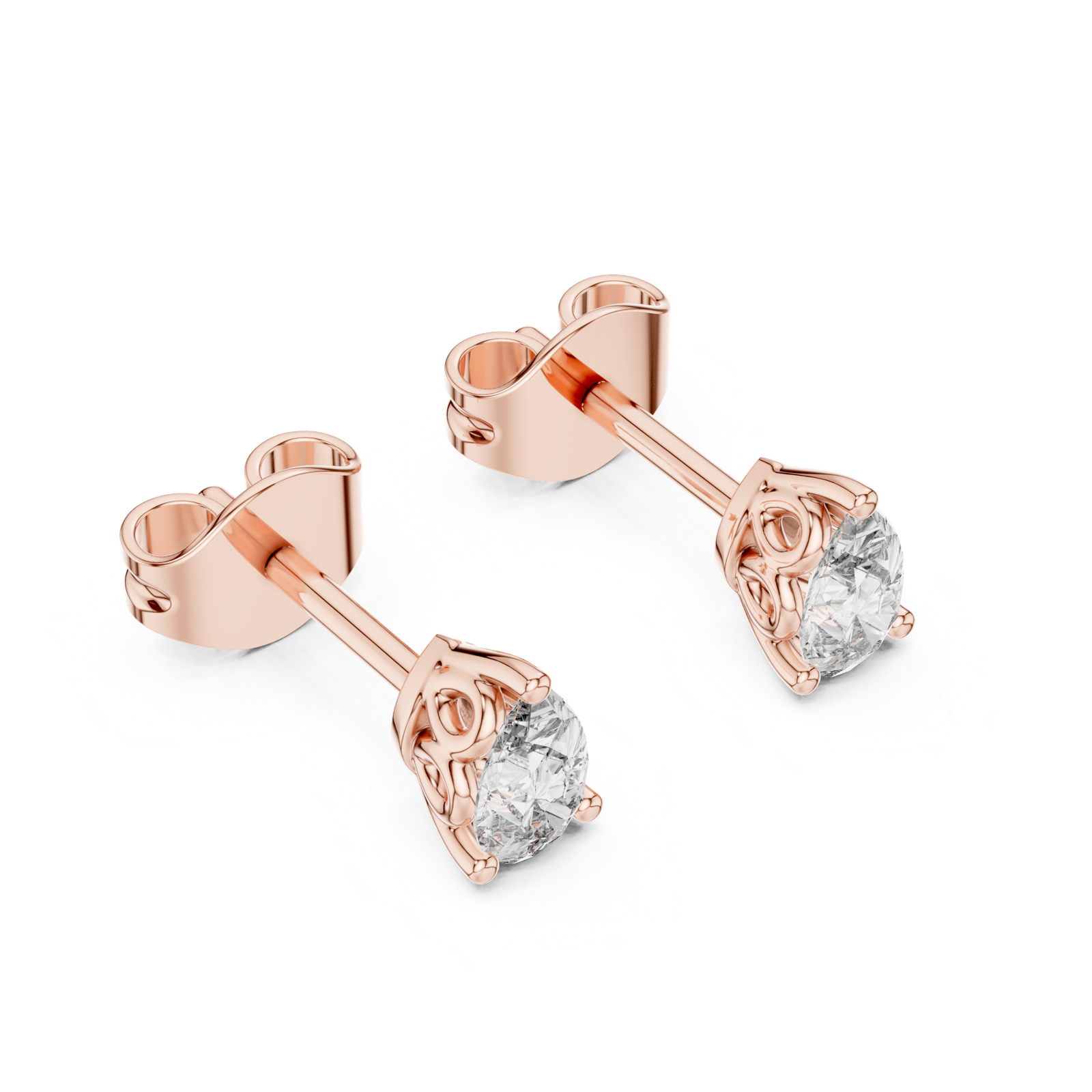 Gold Earrings GER-0364, Rose Gold, view 2