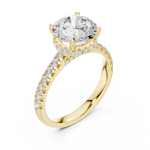 Gold Ring DDLR-258, Round center stone, Yellow Gold, view 2