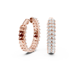 14K Solid Gold Lab Diamond Huggie Earrings, Rose Gold, view 1
