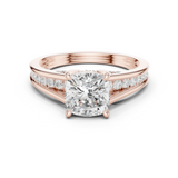 Gold Ring, Cushion center stone, Rose Gold