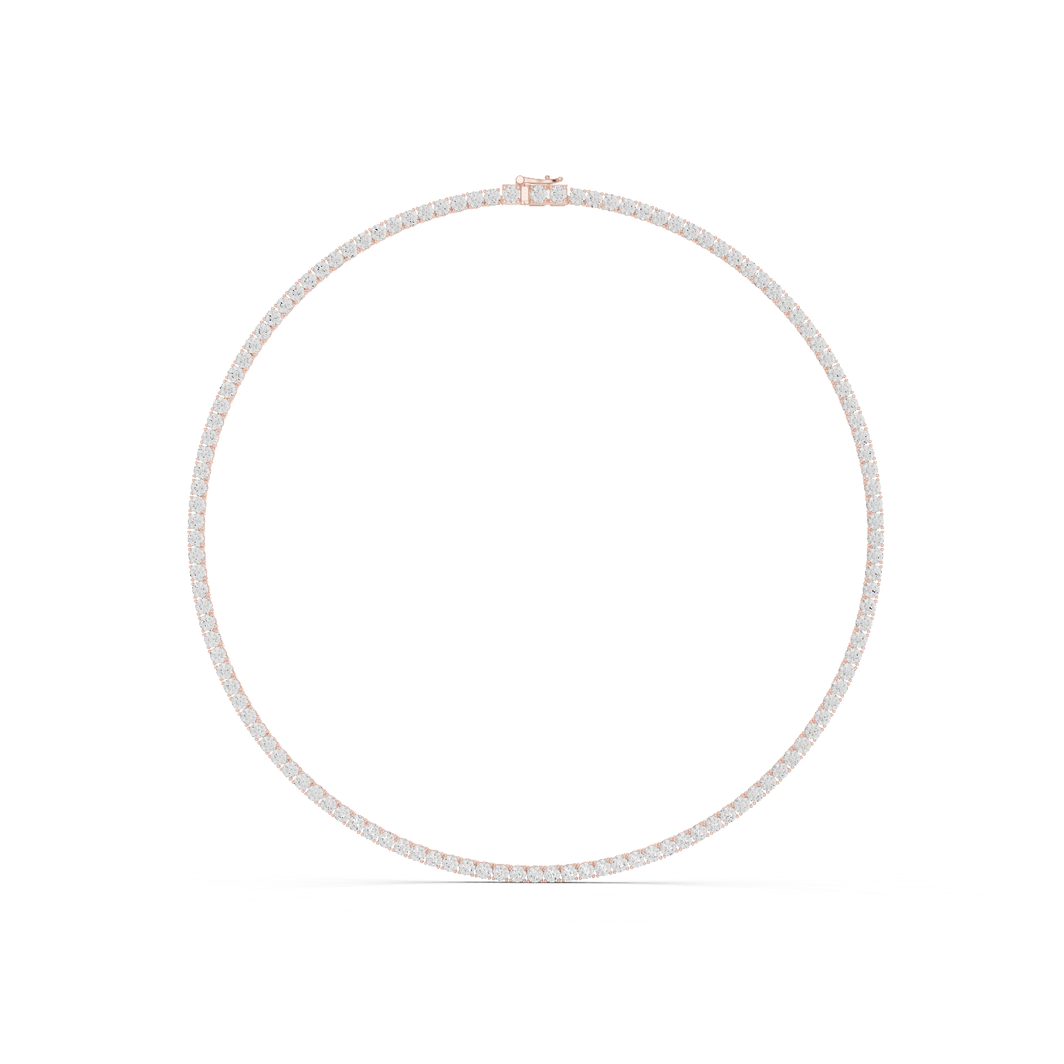 14K Solid Gold Lab Diamond Tennis Necklace, Rose Gold