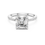 Gold Jewelry, Asscher center stone, White Gold, view 4