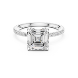 Gold Jewelry, Asscher center stone, White Gold, view 4