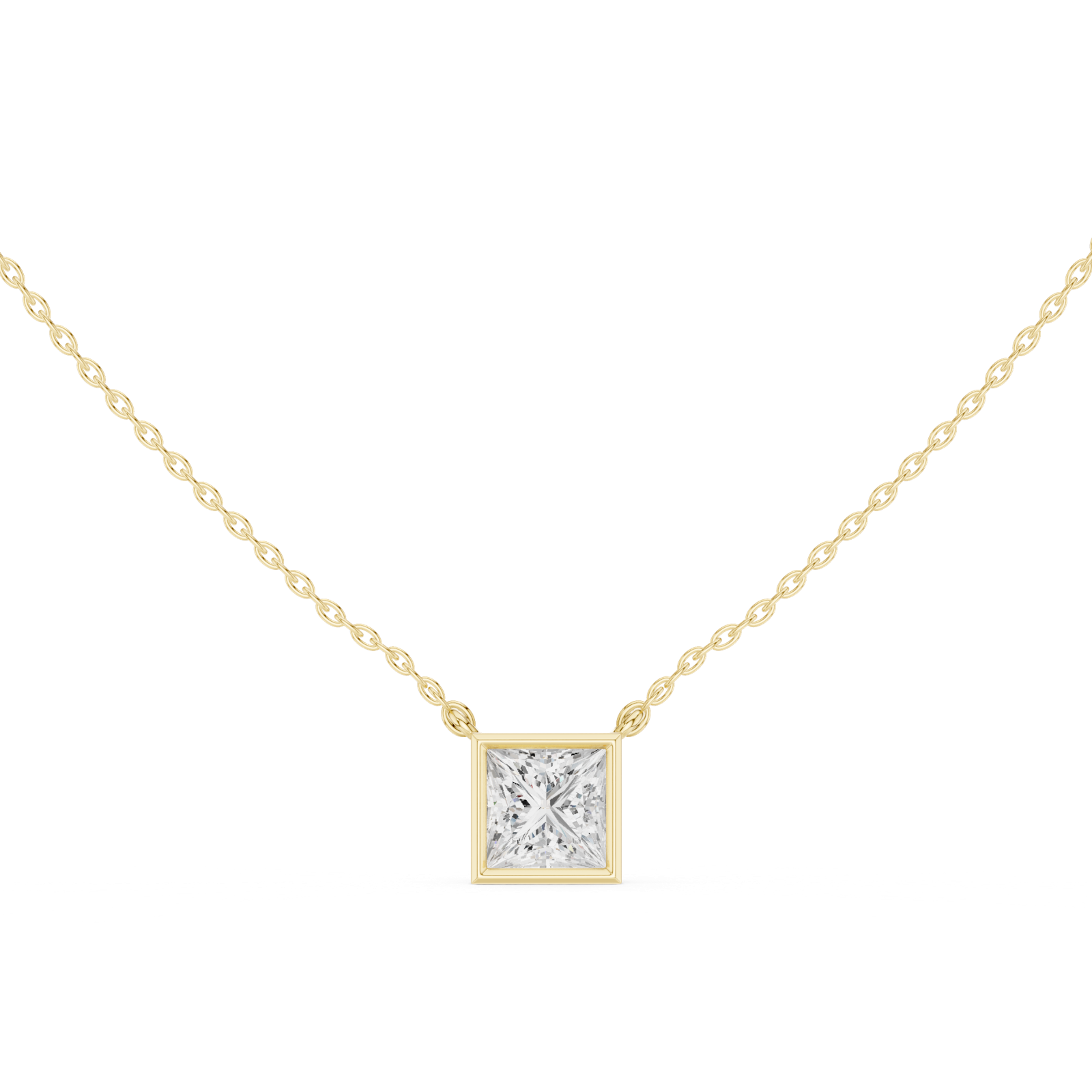 Gold Jewelry DDPO-007, Princess center stone, Yellow Gold, view 4