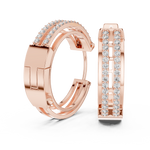 14K Solid Gold Lab Diamond Huggie Earrings, Rose Gold, view 1