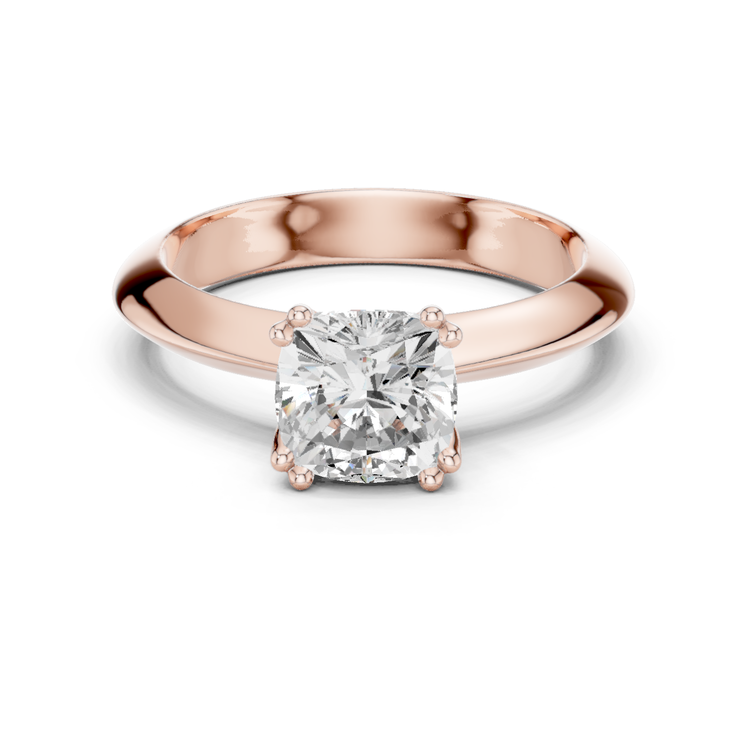 Gold Jewelry L36-8, Cushion center stone, Rose Gold