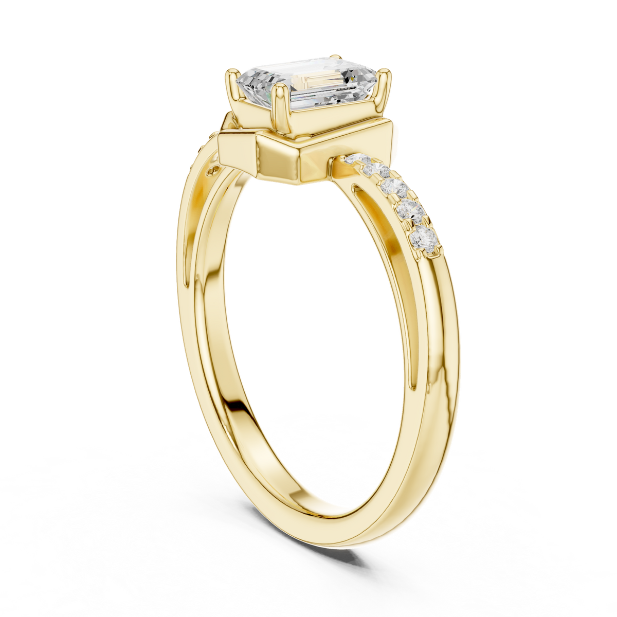14K Solid Gold Lab Diamond Halo Ring, Yellow Gold, view 1