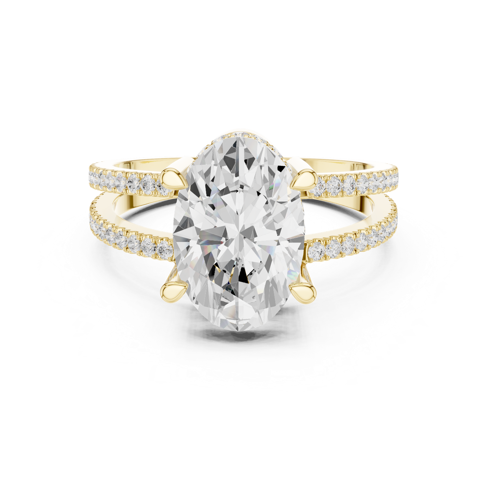 Gold Jewelry L36-13, Oval center stone, Yellow Gold, view 4