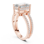 Gold Jewelry, Emerald center stone, Rose Gold, view 1