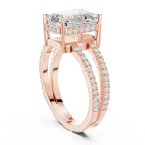 Gold Jewelry, Emerald center stone, Rose Gold, view 1