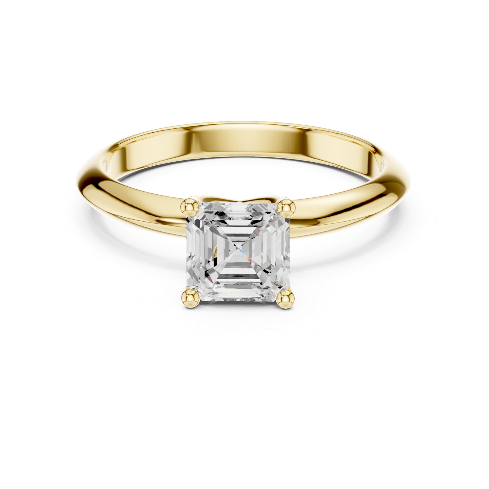 Gold Jewelry L36-6, Asscher center stone, Yellow Gold, view 4