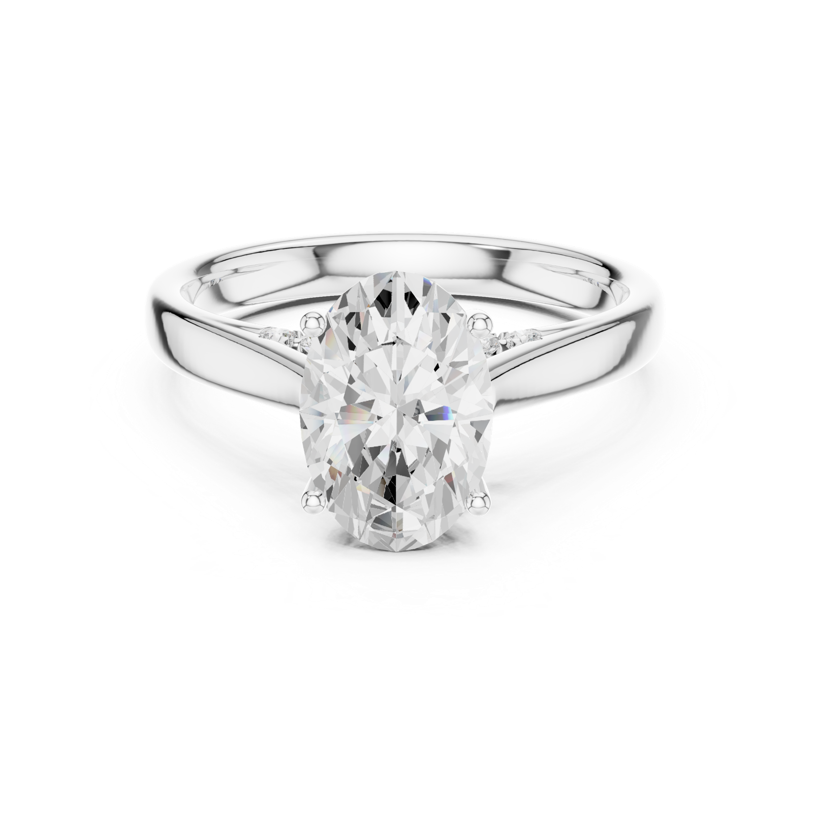 Gold Jewelry L36-18, Oval center stone, White Gold, view 4