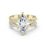 Gold Ring DDLR-300, Marquise center stone, Yellow Gold