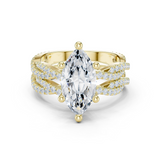 Gold Ring DDLR-300, Marquise center stone, Yellow Gold