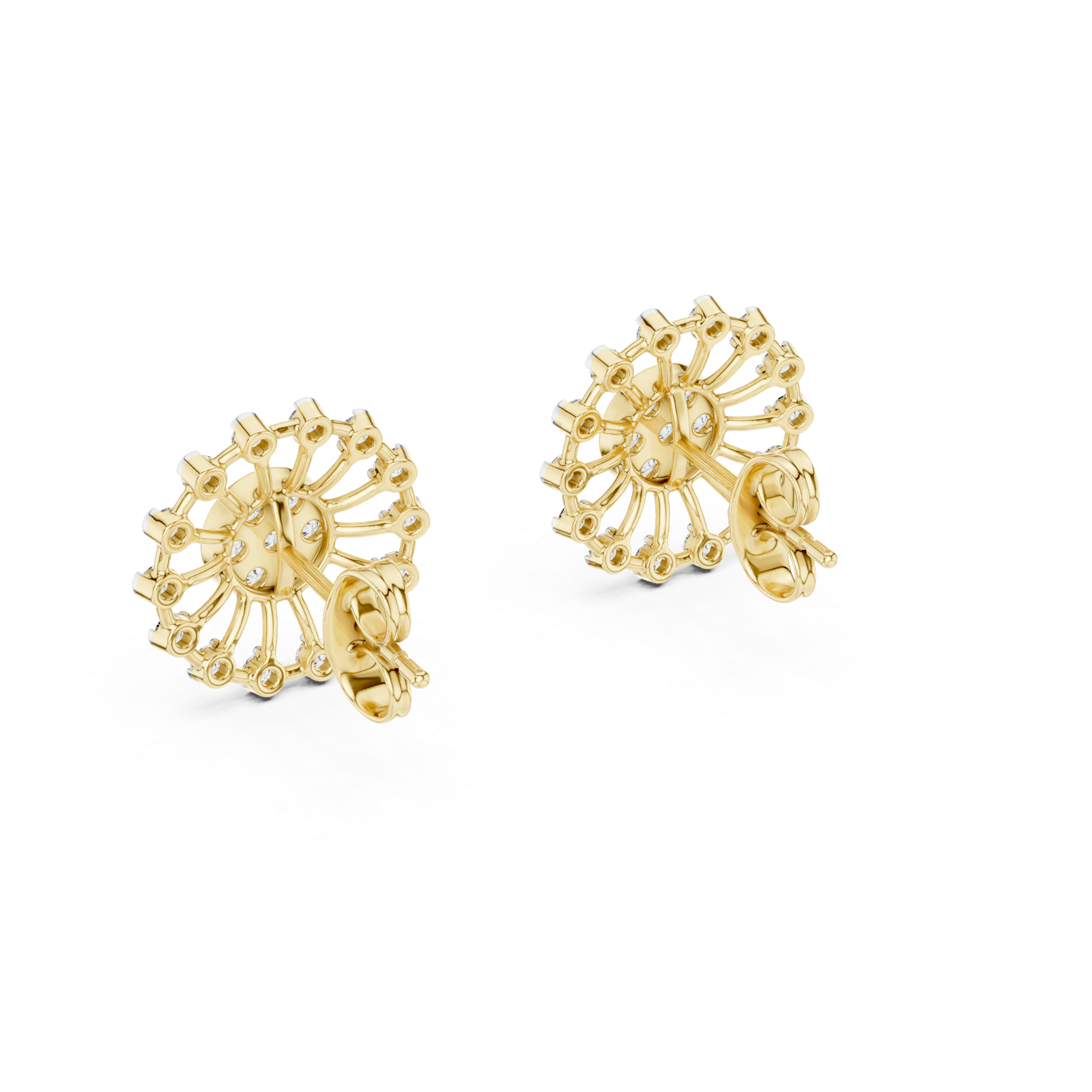 Gold Earrings 12-10024@E, Yellow Gold, view 3
