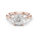Gold Ring DDLR-164, Round center stone, Rose Gold