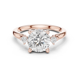 Gold Ring DDLR-164, Round center stone, Rose Gold