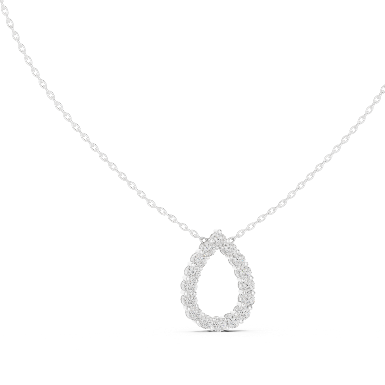 14K Solid Gold Lab Diamond Pendant Necklace, White Gold, view 1