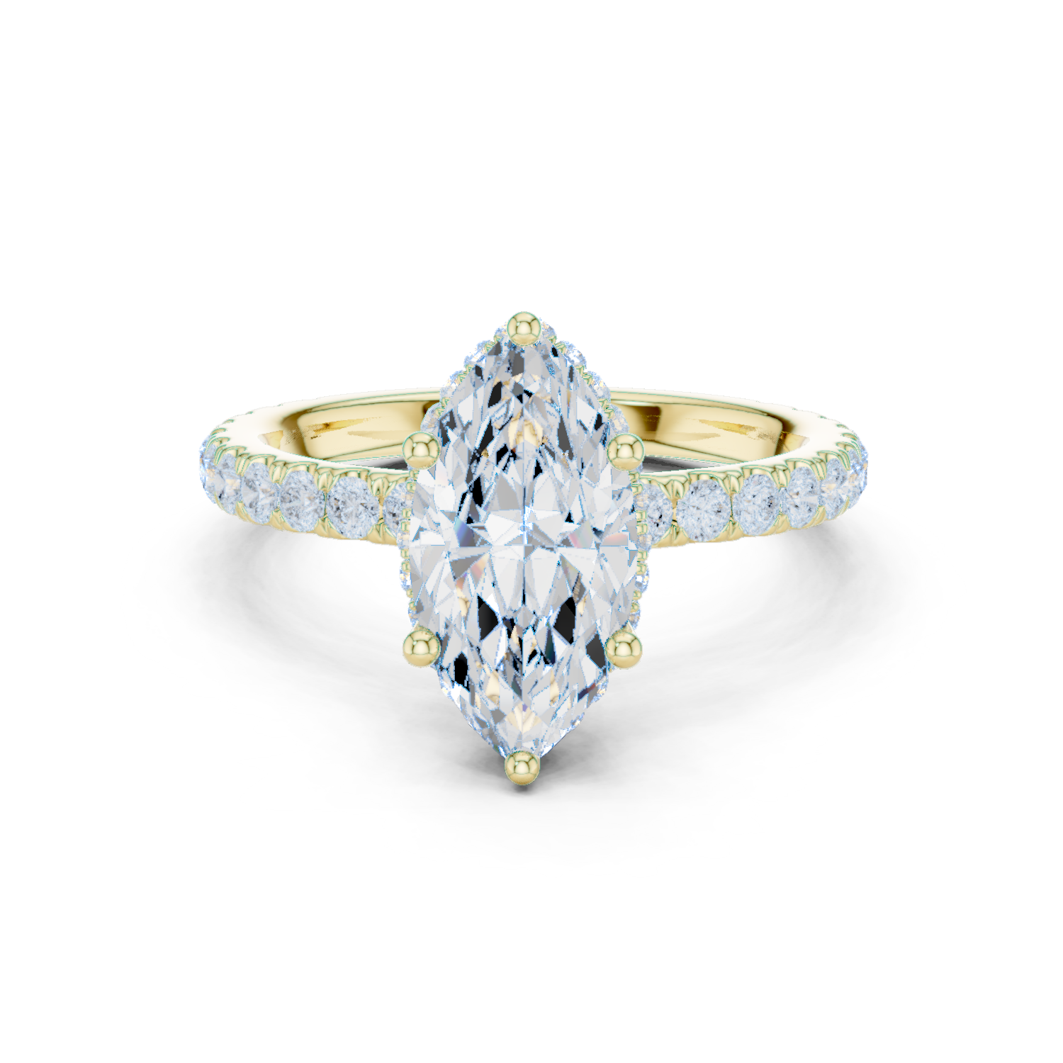 Gold Ring DDLR-165, Marquise center stone, Yellow Gold