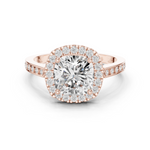 Gold Ring, Cushion center stone, Rose Gold