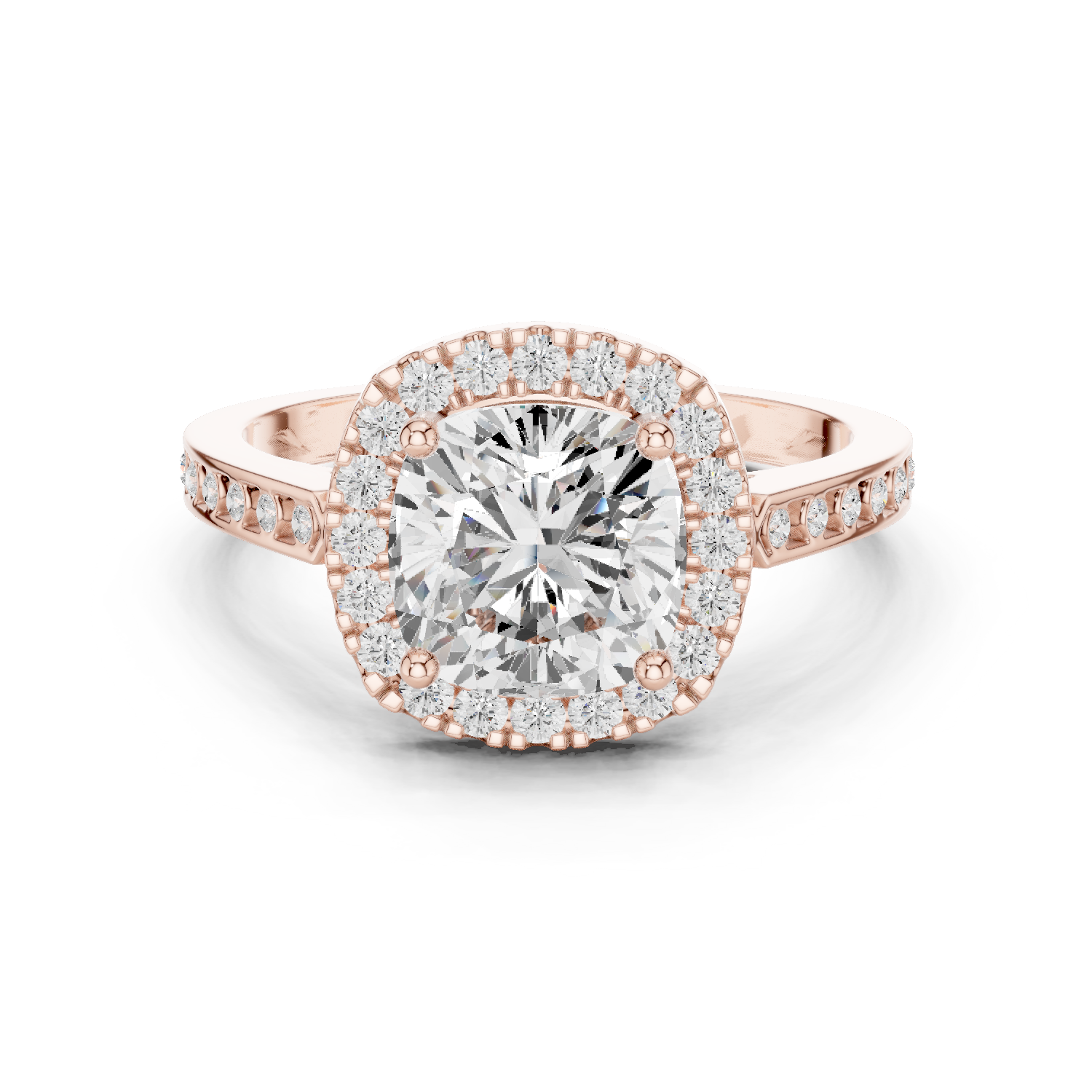 Gold Ring, Cushion center stone, Rose Gold