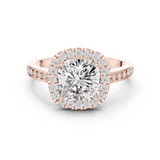 Gold Ring, Cushion center stone, Rose Gold