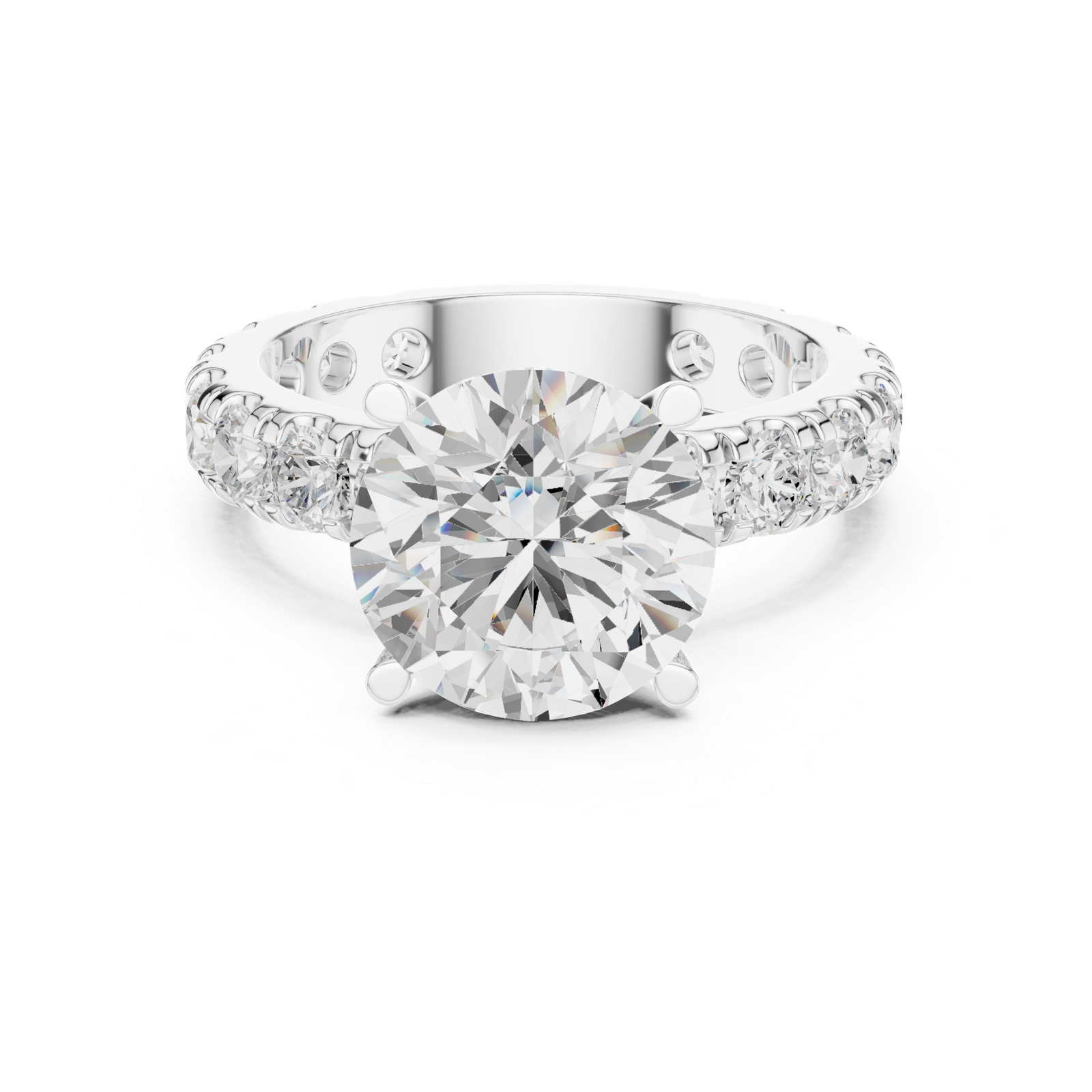 Gold Jewelry L35-63, Round center stone, White Gold, view 4