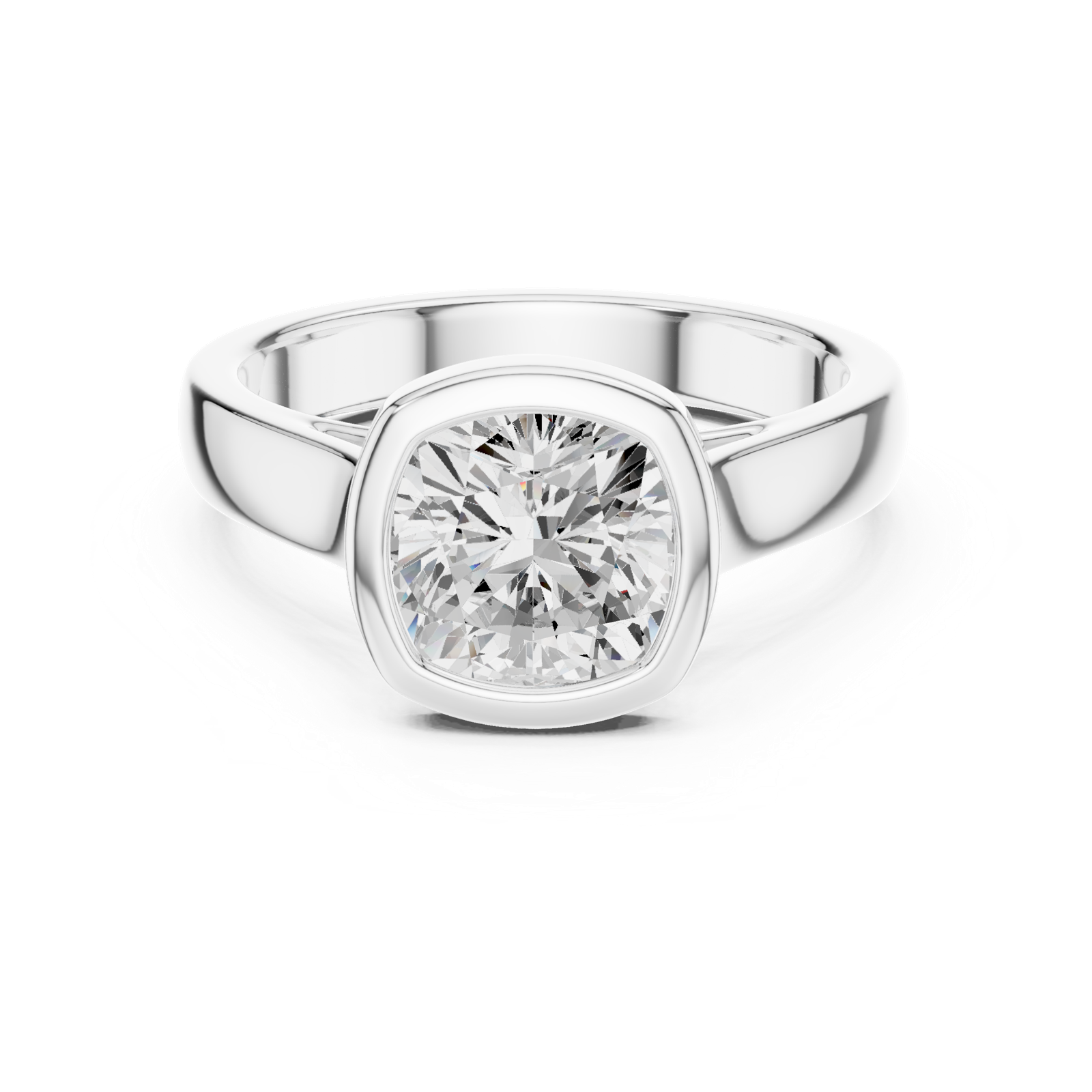 Gold Jewelry L36-3, Cushion center stone, White Gold, view 4