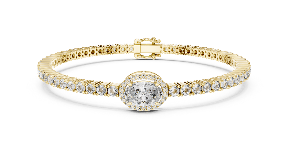 14K Solid Gold Lab Diamond Bracelet, Yellow Gold