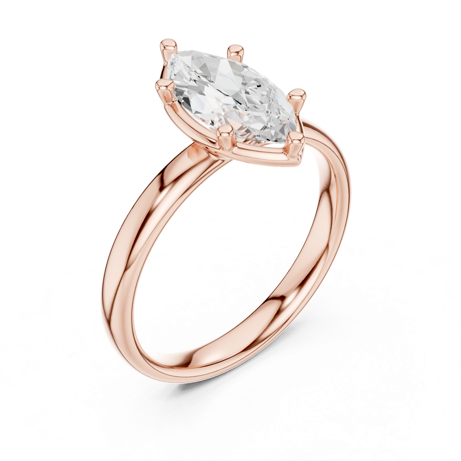 Gold Jewelry L36-10, Marquise center stone, Rose Gold, view 2