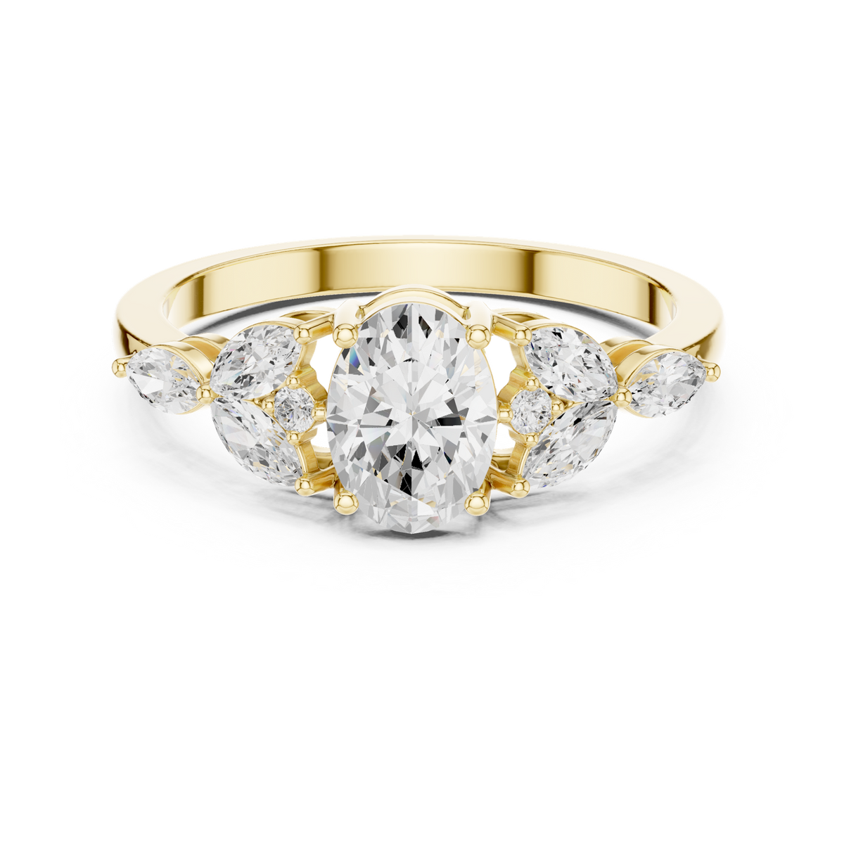 14K Solid Gold Lab Diamond Solitaire Ring, Yellow Gold