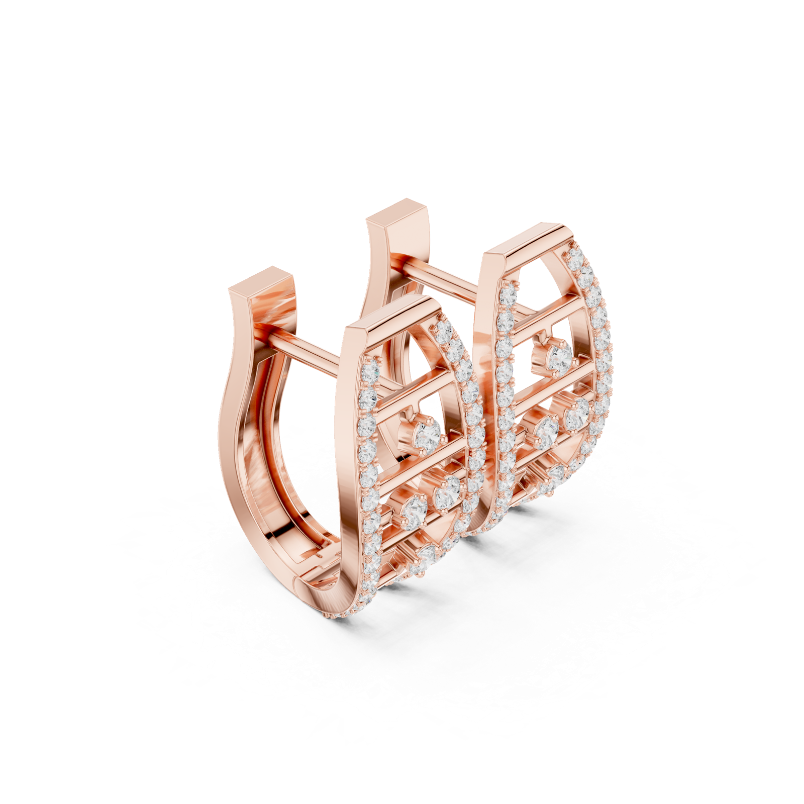 14K Solid Gold Lab Diamond Cluster Earrings, Rose Gold, view 1