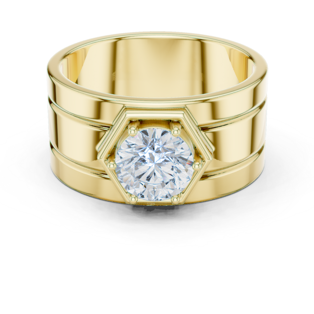 14K Solid Gold Lab Diamond Solitaire Ring, Yellow Gold